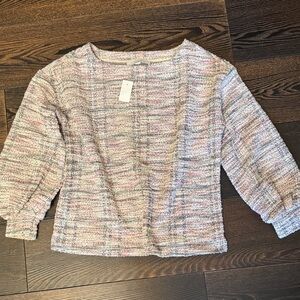Plaid Textured Long Sleeve Top
